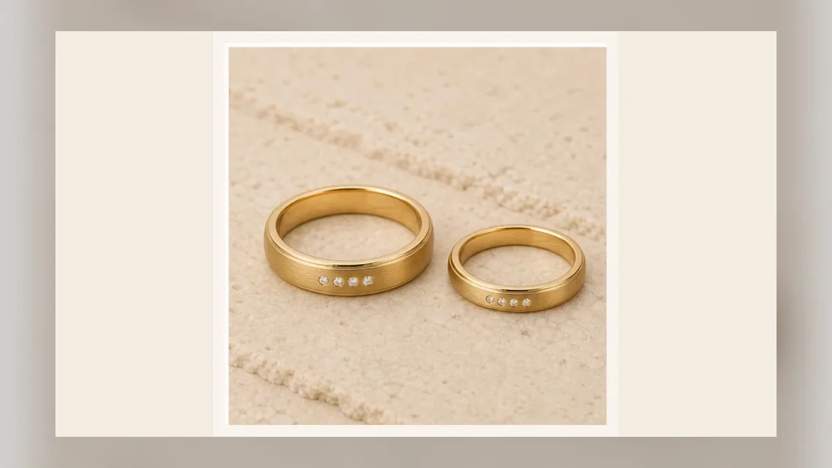 Alianças em composição editorial para as Bodas de Aventurina, 37 anos