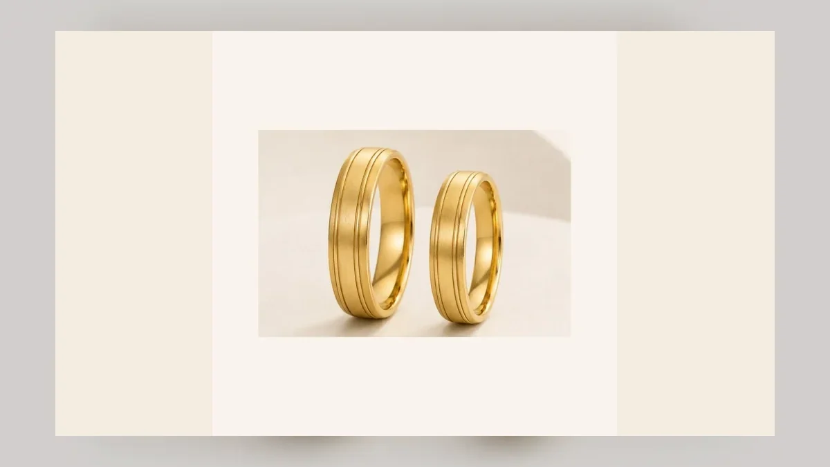 Alianças em composição editorial para as Bodas de Mármore, 39 anos