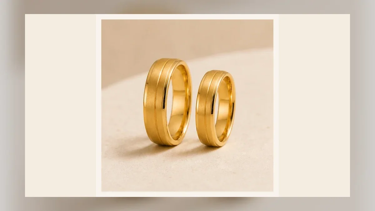 Alianças em composição editorial para as Bodas de Ametista, 55 anos