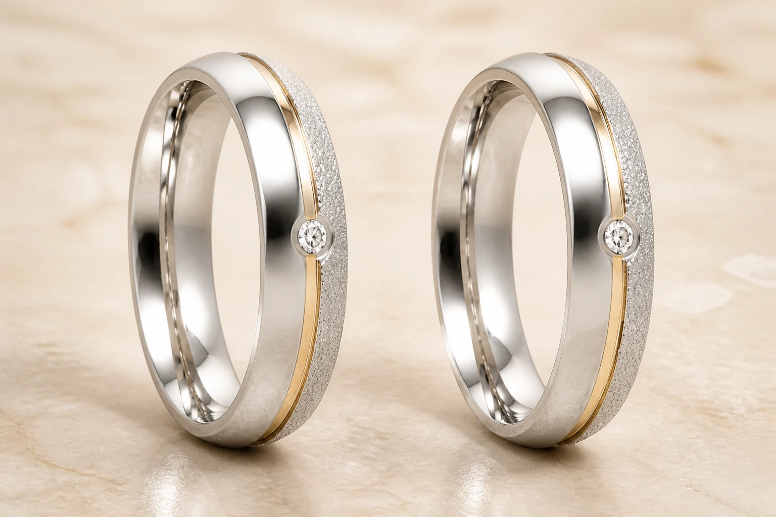Par de alianças aço do modelo AL089-1D
